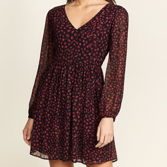 Michael Michael Kors Red & Black Long Sleeve Dress – Size 2 Fit & Flare - Picture 1 of 6